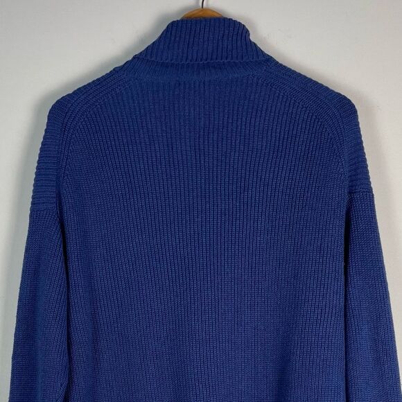 J Crew Ribbed Cotton Cashmere Blend Turtleneck Relaxed Sweater Sz S Blue - Picture 8 of 14